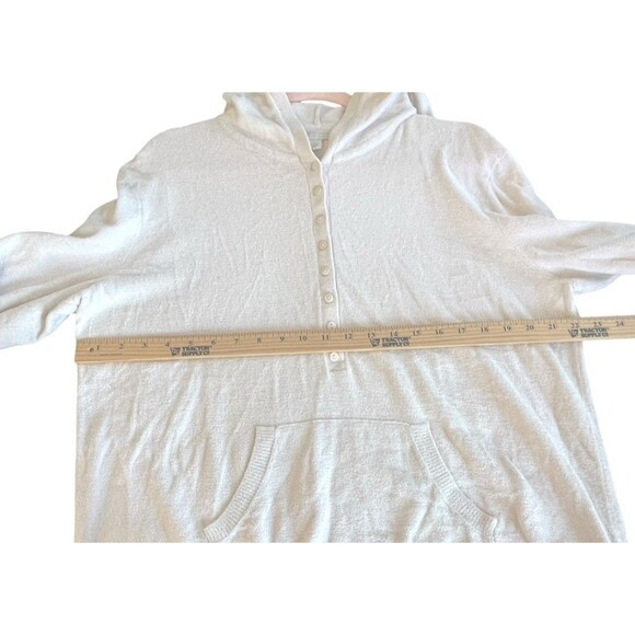 Barefoot Dreams Cozychic Lite Half Button Women's XL Ivory Hoodie Kangaroo - Picture 10 of 12